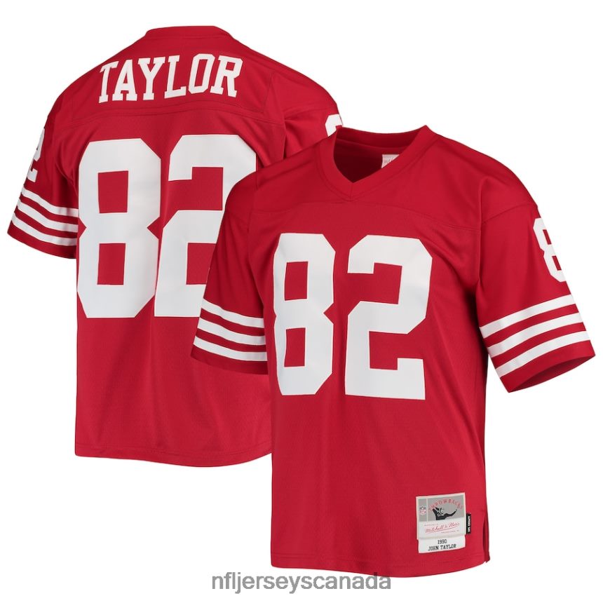 Men San Francisco 49ers John Taylor Mitchell & Ness Scarlet 1990 Legacy Replica Jersey Clothing NFL TBXFR61390