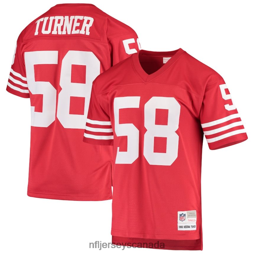 Men San Francisco 49ers Keena Turner Mitchell & Ness Scarlet 1982 Replica Legacy Throwback Player Jersey Clothing NFL TBXFR65495
