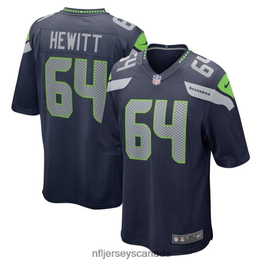 Men Seattle Seahawks Jarrod Hewitt Nike College Navy Home Game Player Jersey Clothing NFL TBXFR66443