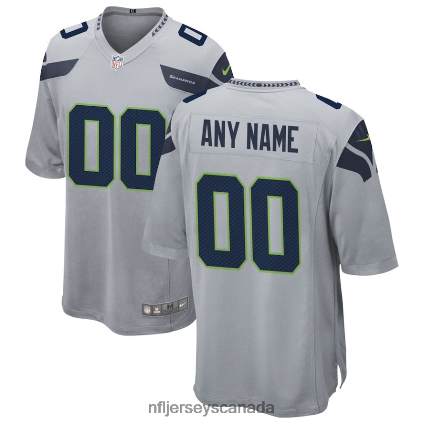 Men Seattle Seahawks Nike Gray Alternate Custom Game Jersey Clothing NFL TBXFR6132