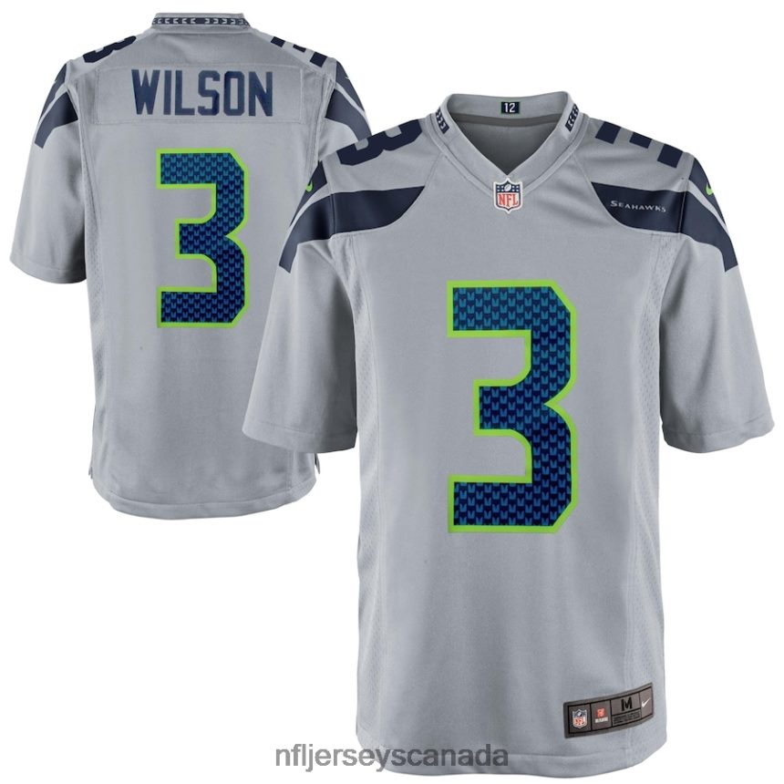 Men Seattle Seahawks Russell Wilson Nike Gray Alternate Game Jersey Clothing NFL TBXFR61877