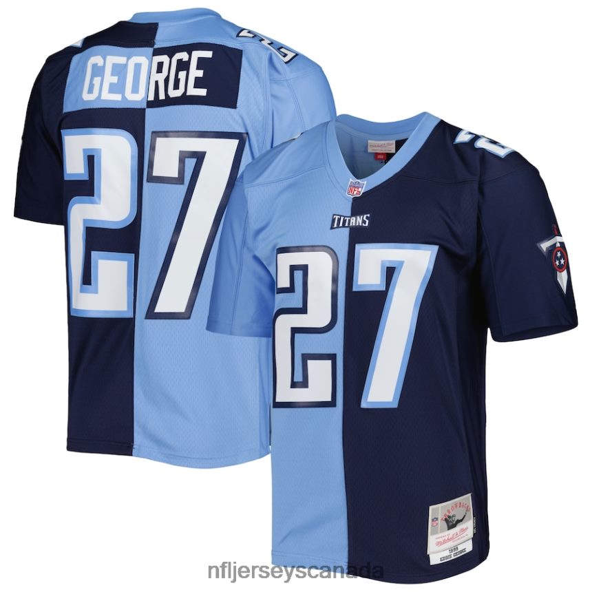 Men Tennessee Titans Eddie George Mitchell & Ness Navy/Light Blue 1999 Split Legacy Replica Jersey Clothing NFL TBXFR61242