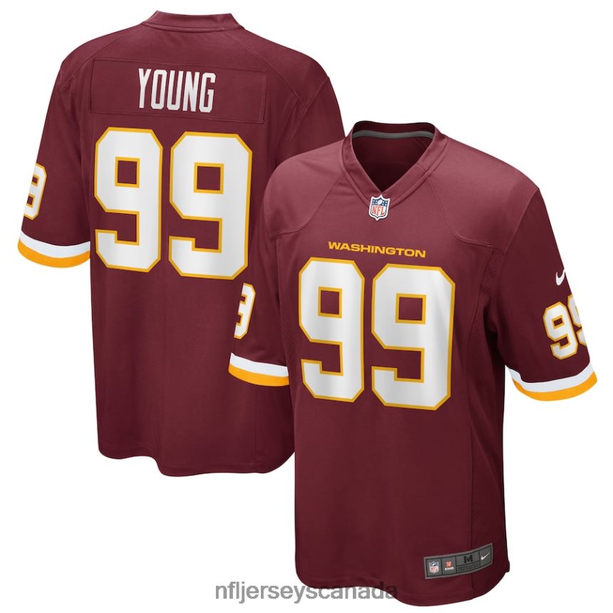 Men Washington Football Team Chase Young Nike Burgundy Game Jersey Clothing NFL TBXFR65946