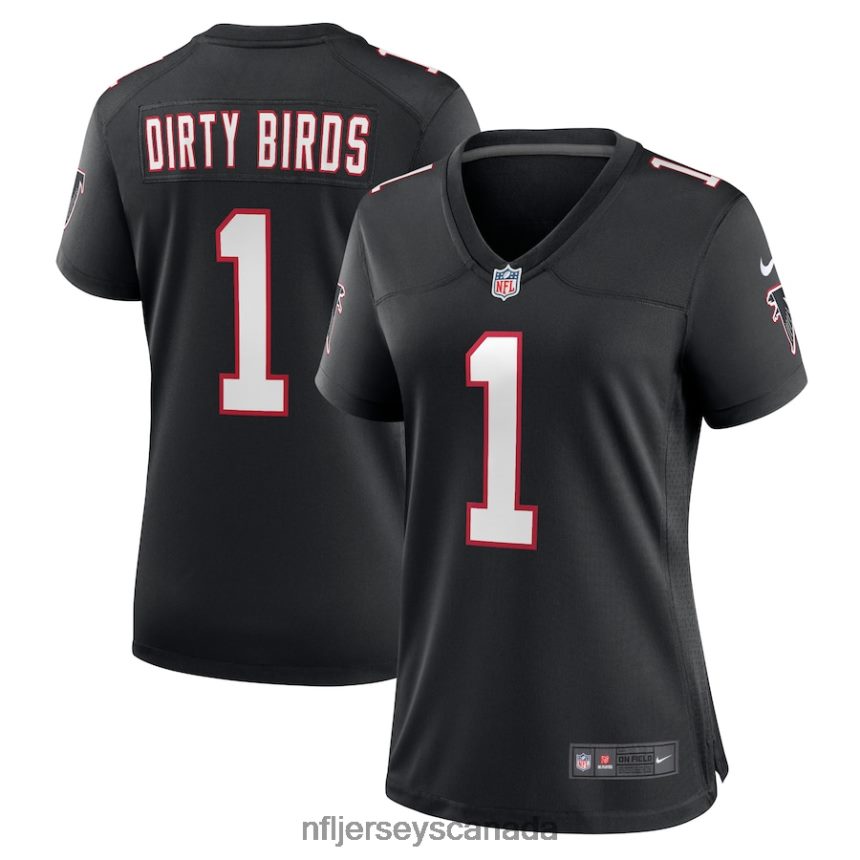 Women Atlanta Falcons Dirty Birds Nike Black Throwback Game Jersey Clothing NFL TBXFR65193
