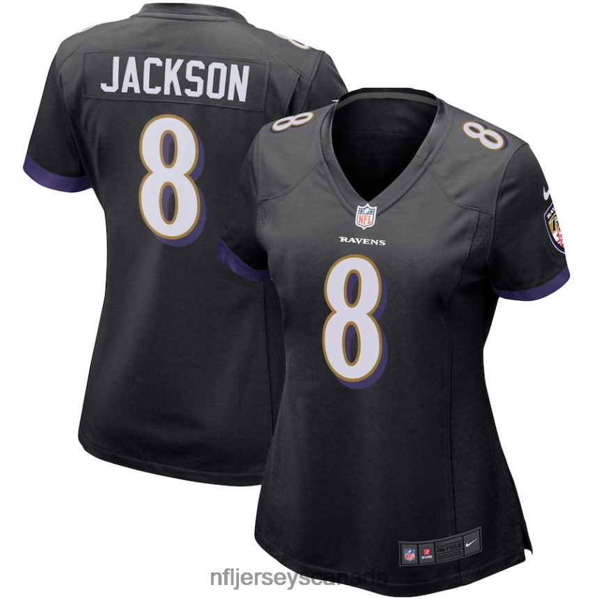 Women Baltimore Ravens Lamar Jackson Nike Black Game Jersey Clothing NFL TBXFR62763