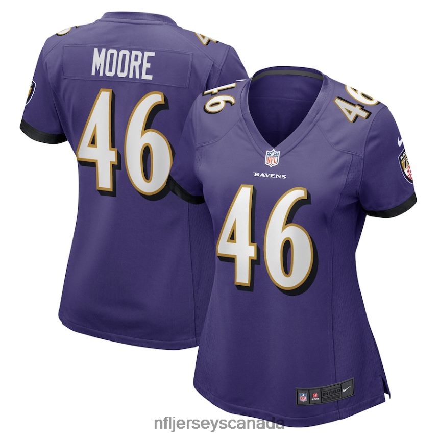 Women Baltimore Ravens Nick Moore Nike Purple Game Player Jersey Clothing NFL TBXFR66314