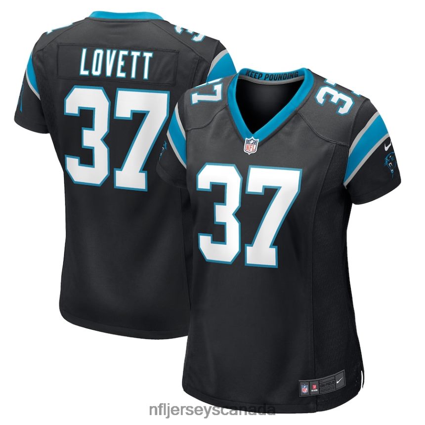 Women Carolina Panthers John Lovett Nike Black Game Player Jersey Clothing NFL TBXFR65447