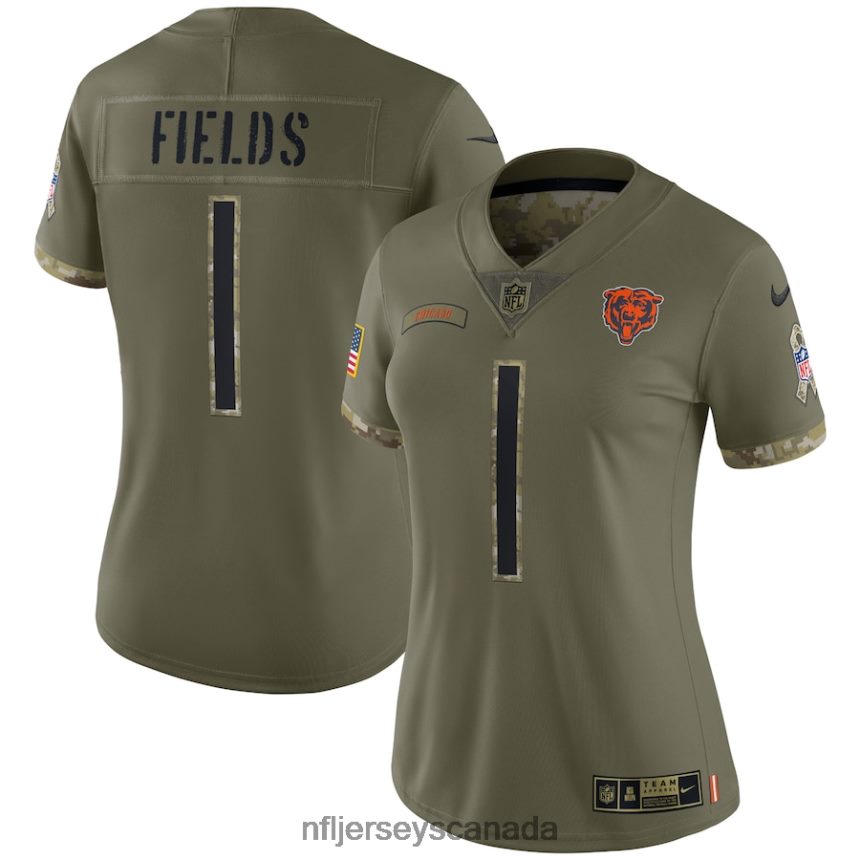 Women Chicago Bears Justin Fields Nike Olive 2022 Salute To Service Limited Jersey Clothing NFL TBXFR61732