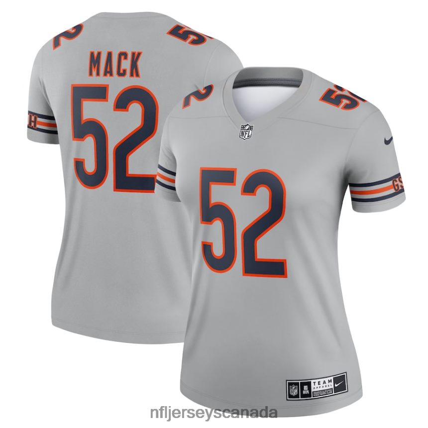 Women Chicago Bears Khalil Mack Nike Gray Inverted Legend Jersey Clothing NFL TBXFR64037