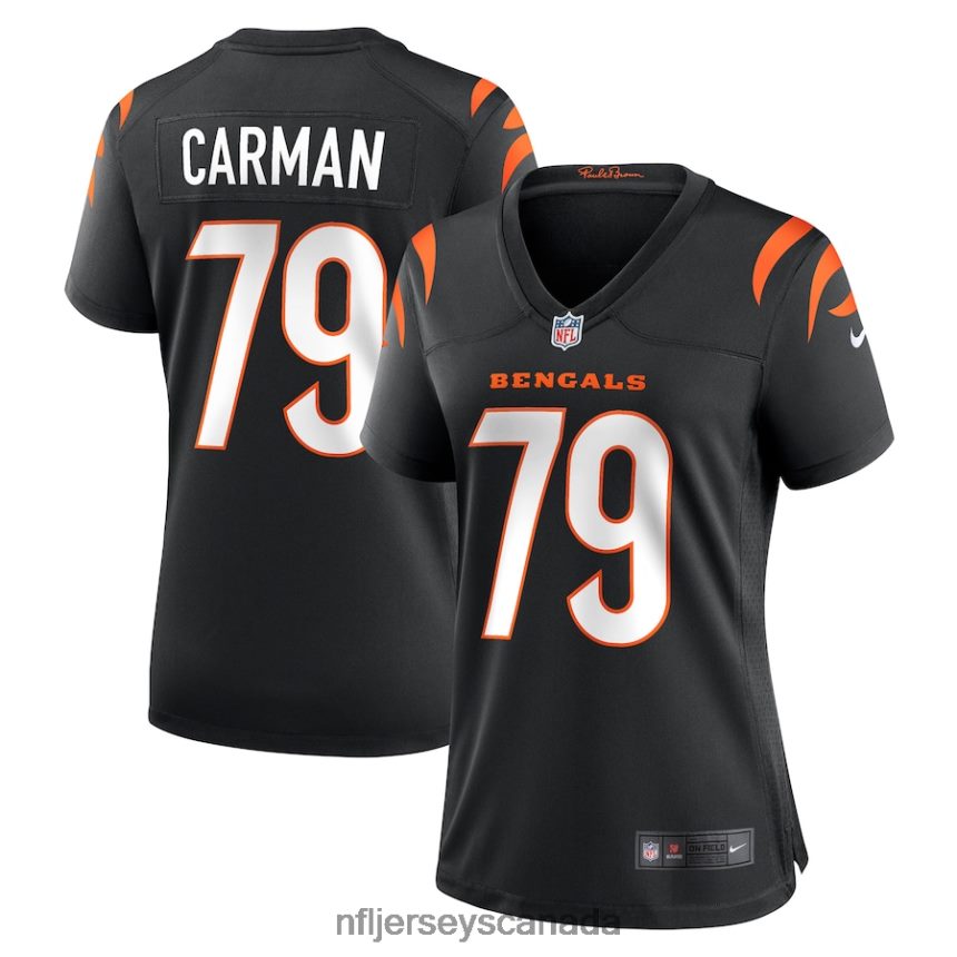 Women Cincinnati Bengals Jackson Carman Nike Black Game Jersey Clothing NFL TBXFR65975