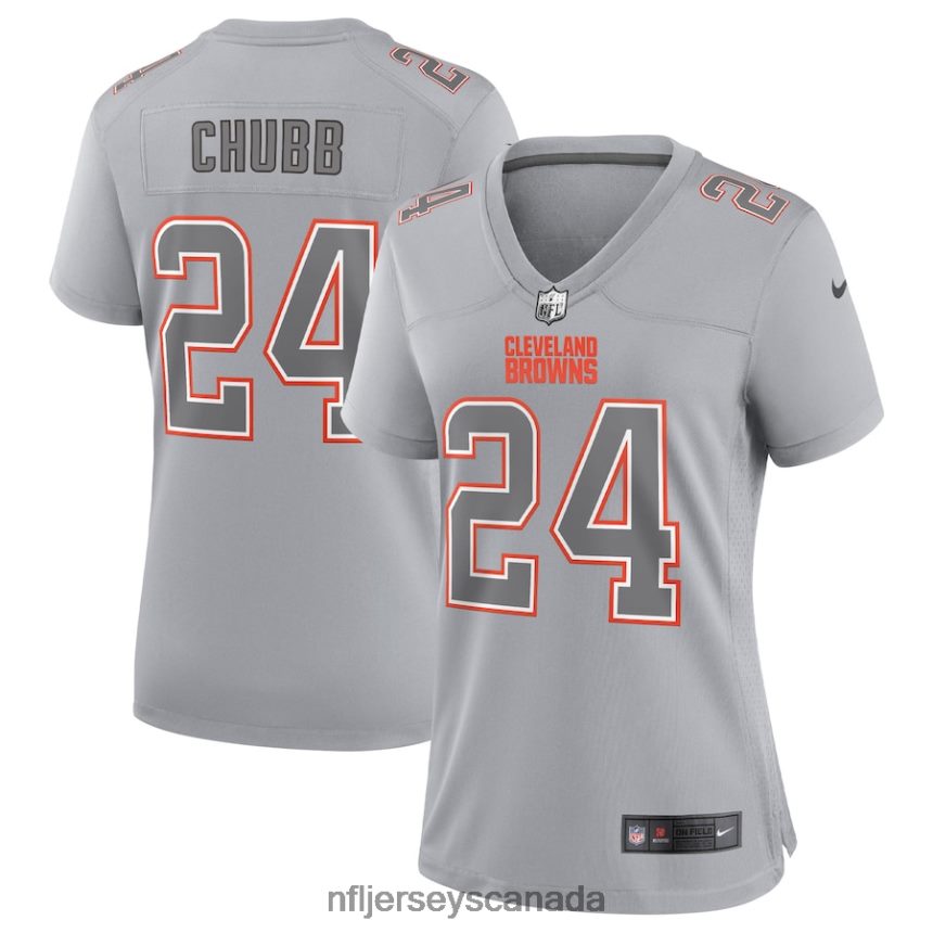 Women Cleveland Browns Nick Chubb Nike Gray Atmosphere Fashion Game Jersey Clothing NFL TBXFR63751