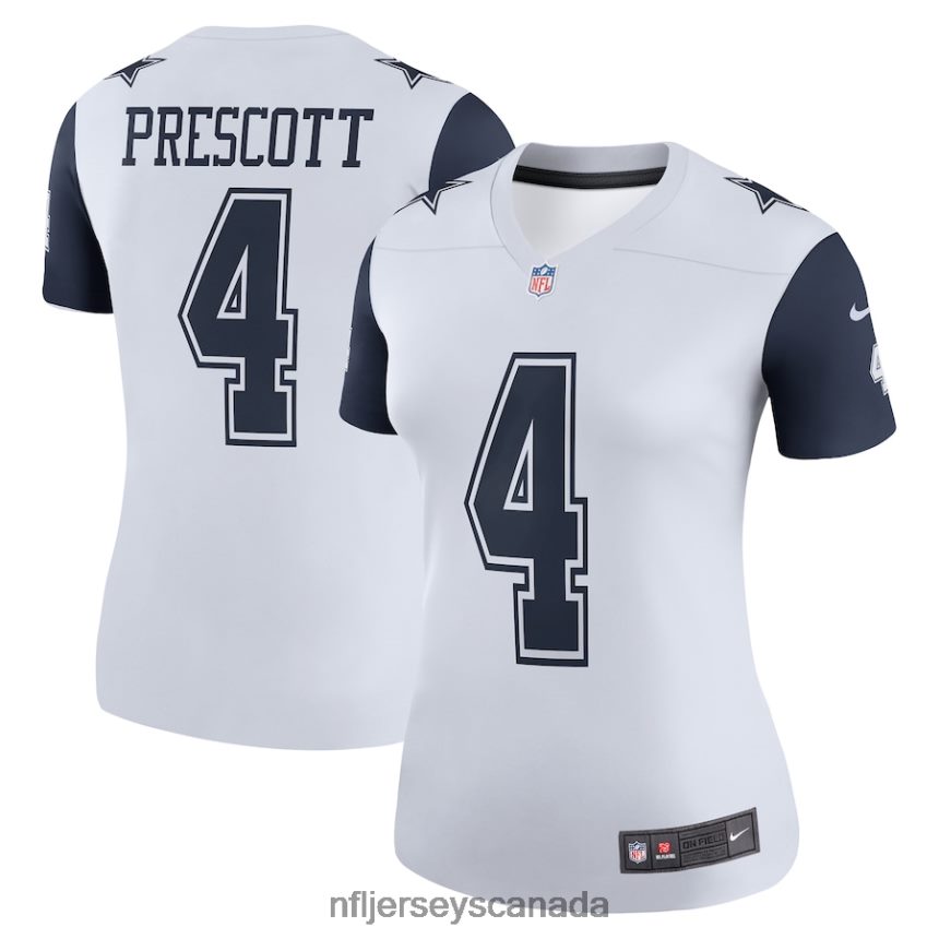 Women Dallas Cowboys Dak Prescott Nike White Color Rush Legend Player Jersey Clothing NFL TBXFR61393