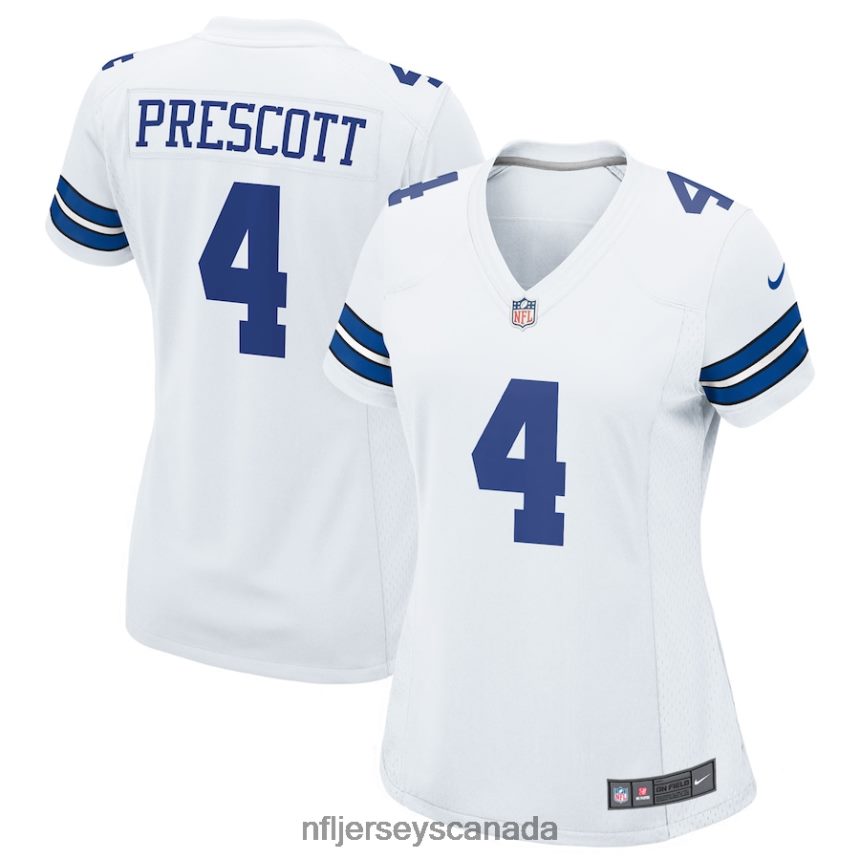 Women Dallas Cowboys Dak Prescott Nike White Team Game Jersey Clothing NFL TBXFR61256
