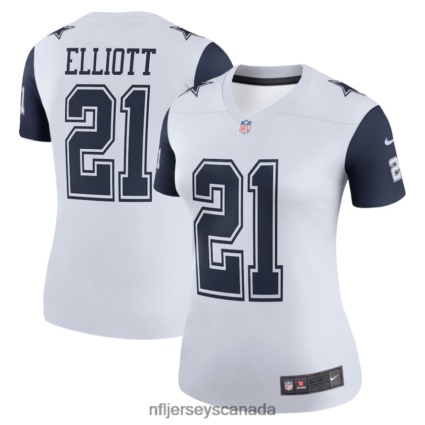Women Dallas Cowboys Ezekiel Elliott Nike White Color Rush Legend Player Jersey Clothing NFL TBXFR61990