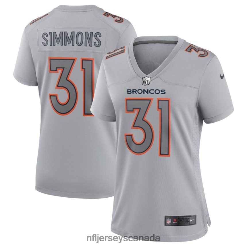 Women Denver Broncos Justin Simmons Nike Gray Atmosphere Fashion Game Jersey Clothing NFL TBXFR61470
