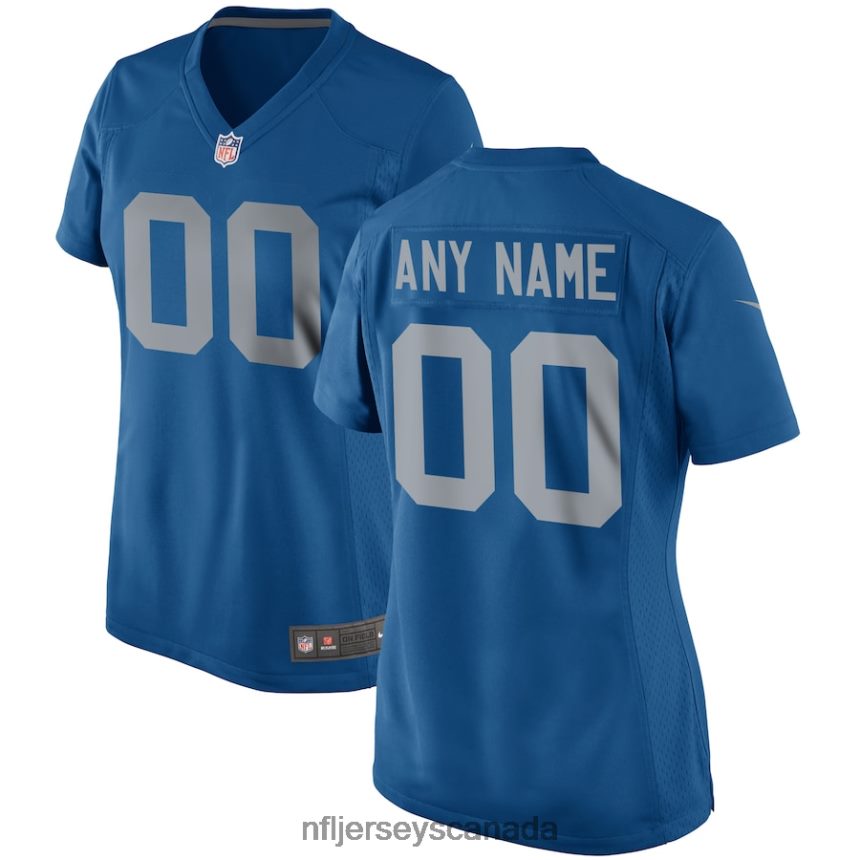 Women Nike Blue Detroit Lions Throwback Custom Game Jersey Clothing NFL TBXFR63987