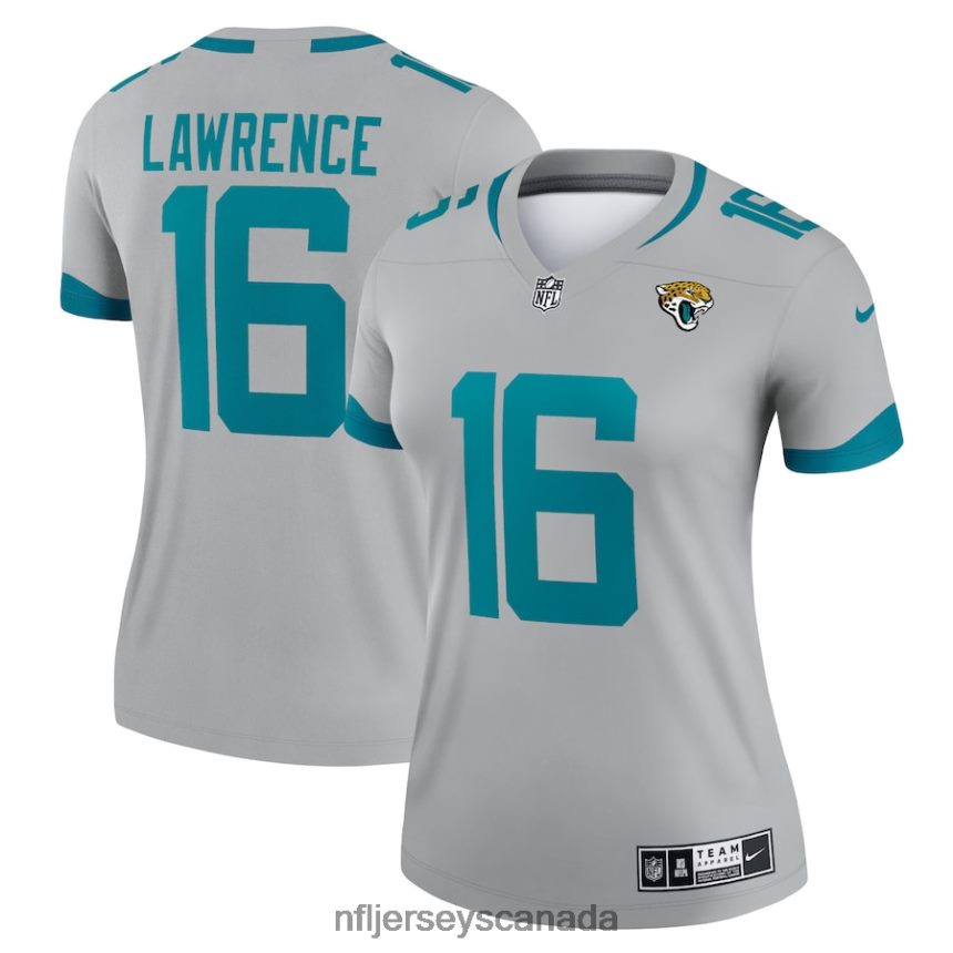 Women Jacksonville Jaguars Trevor Lawrence Nike Silver Inverted Legend Jersey Clothing NFL TBXFR61157