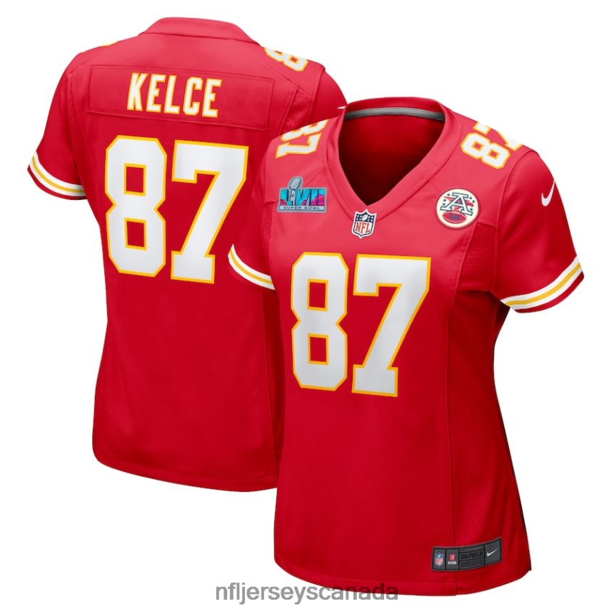 Women Kansas City Chiefs Travis Kelce Nike Red Super Bowl LVII Patch Game Jersey Clothing NFL TBXFR625