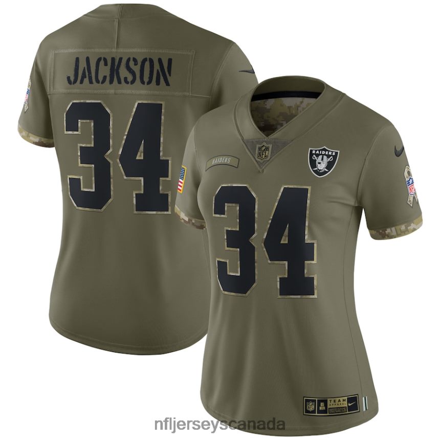 Women Las Vegas Raiders Bo Jackson Nike Olive 2022 Salute To Service Retired Player Limited Jersey Clothing NFL TBXFR62311