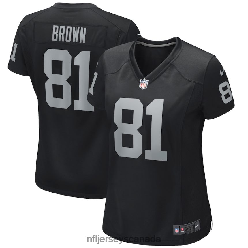 Women Las Vegas Raiders Tim Brown Nike Black Game Retired Player Jersey Clothing NFL TBXFR62514