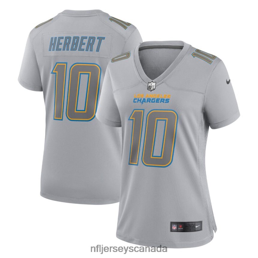 Women Los Angeles Chargers Justin Herbert Nike Gray Atmosphere Fashion Game Jersey Clothing NFL TBXFR64707