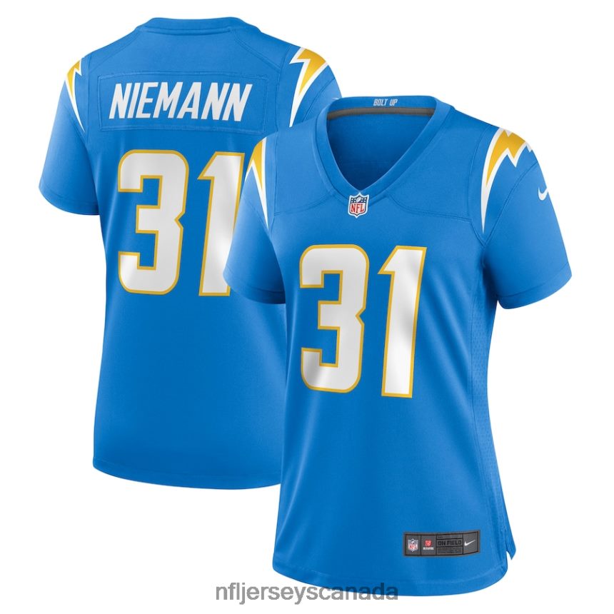 Women Los Angeles Chargers Nick Niemann Nike Powder Blue Game Player Jersey Clothing NFL TBXFR66785