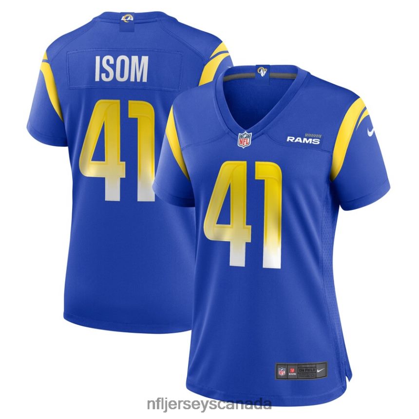 Women Los Angeles Rams Dan Isom Nike Royal Game Player Jersey Clothing NFL TBXFR65783