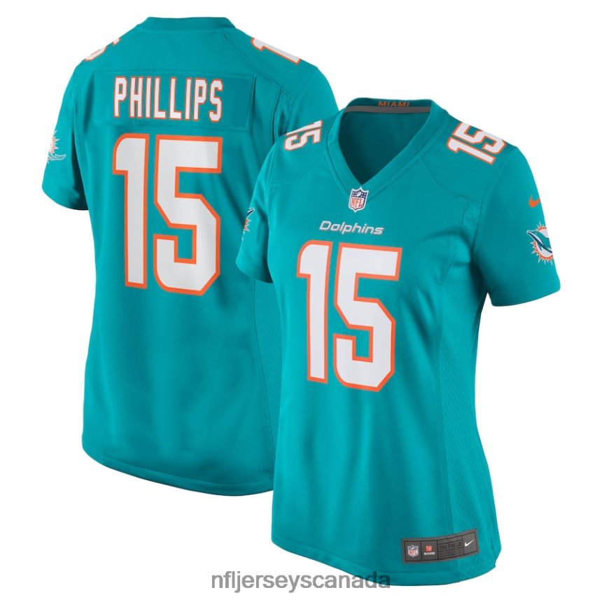 Women Miami Dolphins Jaelan Phillips Nike Aqua Game Player Jersey Clothing NFL TBXFR63693