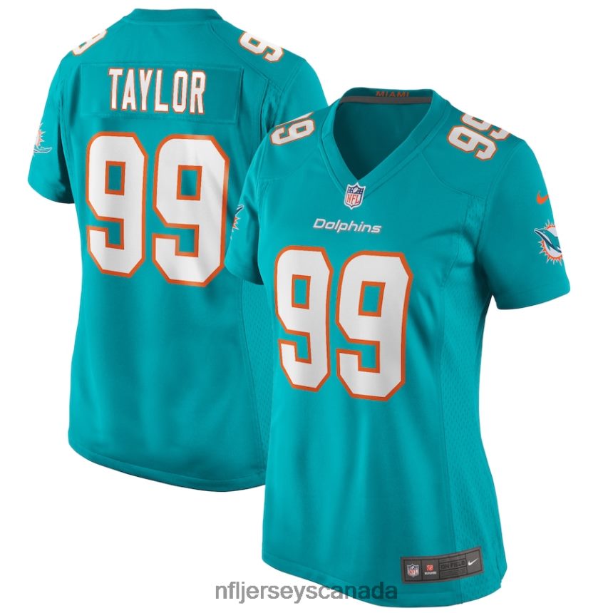 Women Miami Dolphins Jason Taylor Nike Aqua Game Retired Player Jersey Clothing NFL TBXFR63931