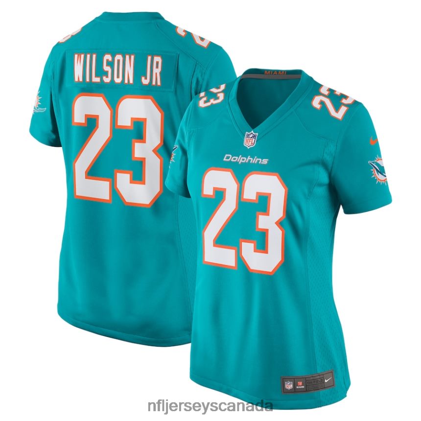 Women Miami Dolphins Jeff Wilson Jr. Nike Aqua Game Player Jersey Clothing NFL TBXFR66383