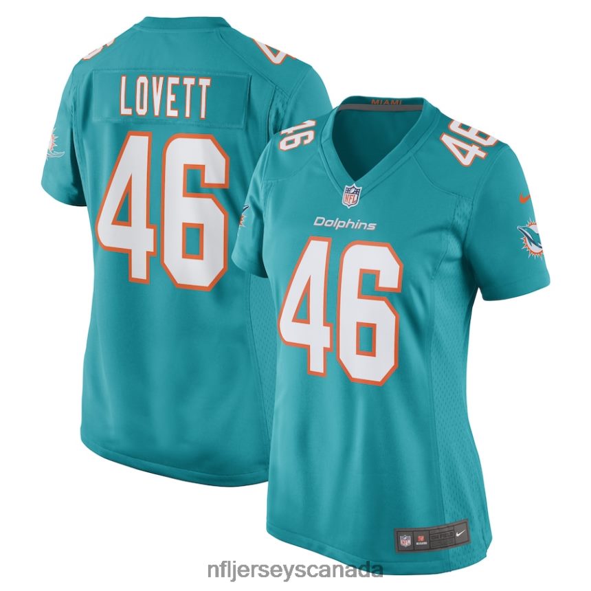Women Miami Dolphins John Lovett Nike Aqua Game Player Jersey Clothing NFL TBXFR66426