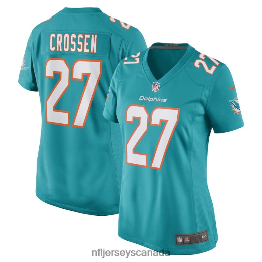 Women Miami Dolphins Keion Crossen Nike Aqua Game Player Jersey Clothing NFL TBXFR65796