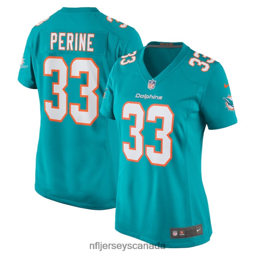 Women Miami Dolphins Lamical Perine Nike Aqua Home Game Player Jersey Clothing NFL TBXFR66003