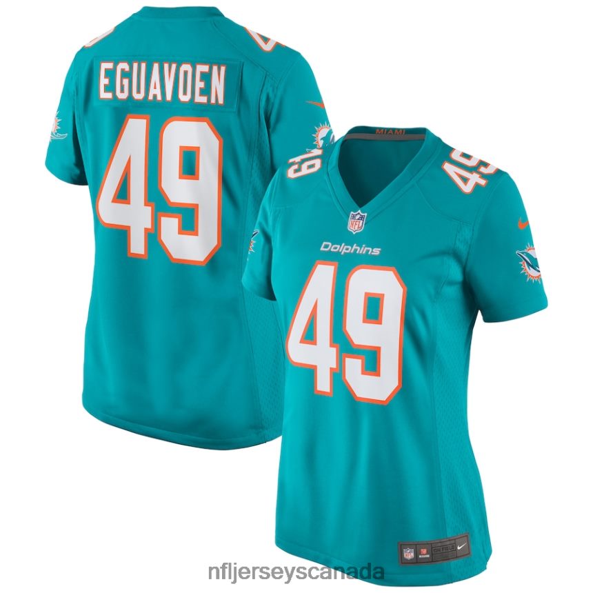 Women Miami Dolphins Sam Eguavoen Nike Aqua Game Jersey Clothing NFL TBXFR65908