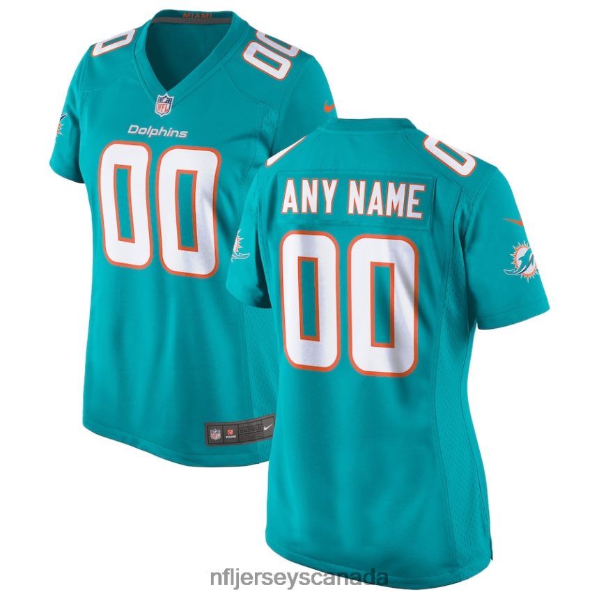 Women Nike Aqua Miami Dolphins Custom Game Jersey Clothing NFL TBXFR6932