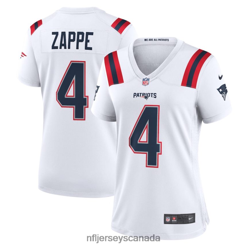Women New England Patriots Bailey Zappe Nike White Game Player Jersey Clothing NFL TBXFR66450
