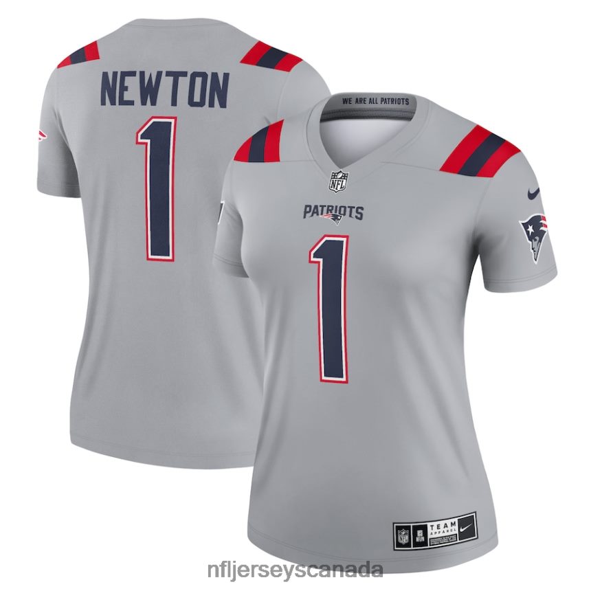 Women New England Patriots Cam Newton Nike Gray Inverted Legend Jersey Clothing NFL TBXFR64950