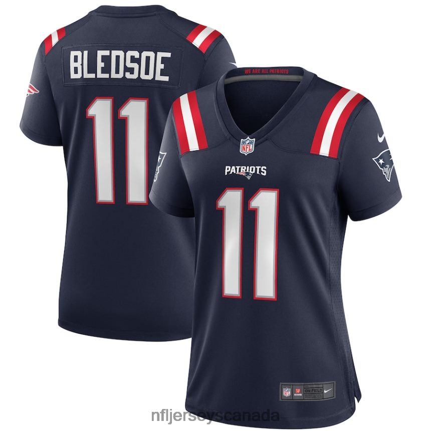 Women New England Patriots Drew Bledsoe Nike Navy Game Retired Player Jersey Clothing NFL TBXFR63961