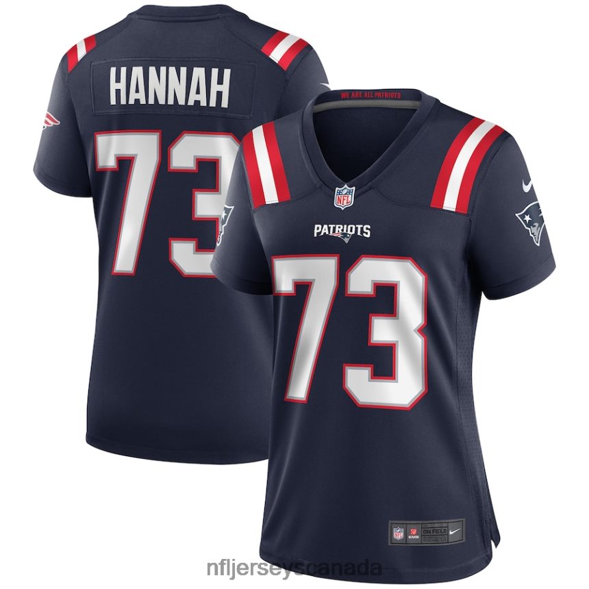 Women New England Patriots John Hannah Nike Navy Game Retired Player Jersey Clothing NFL TBXFR65157