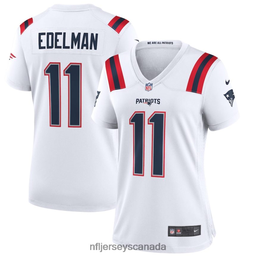 Women New England Patriots Julian Edelman Nike White Team Game Jersey Clothing NFL TBXFR61453