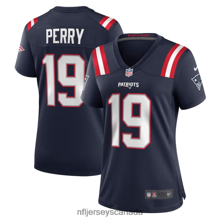 Women New England Patriots Malcolm Perry Nike Navy Game Player Jersey Clothing NFL TBXFR65109