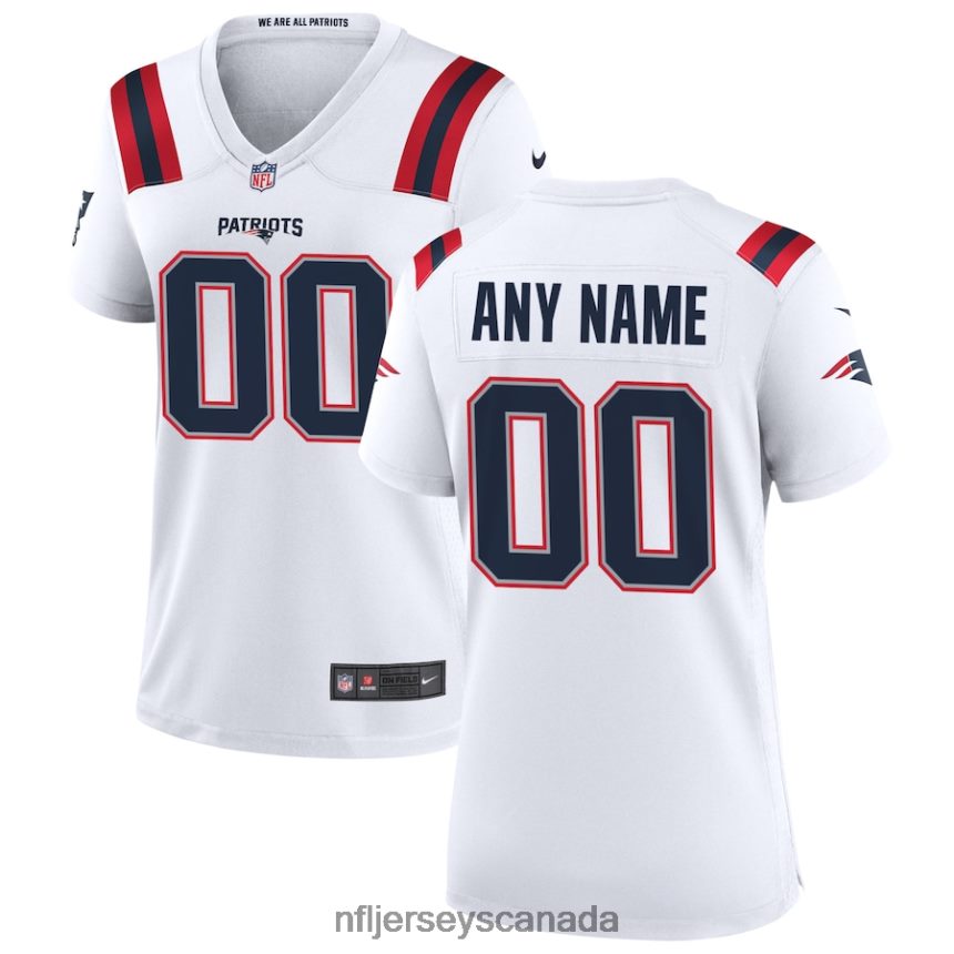 Women Nike New England Patriots White Custom Game Jersey Clothing NFL TBXFR62399