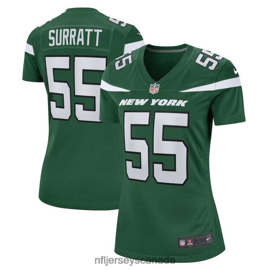 Women New York Jets Chazz Surratt Nike Gotham Green Game Player Jersey Clothing NFL TBXFR65050