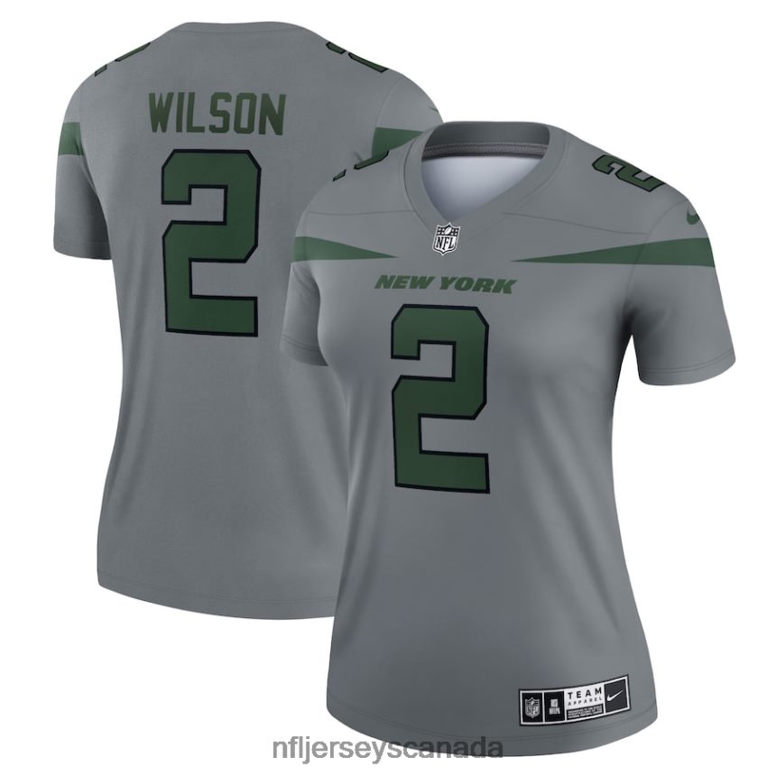 Women New York Jets Zach Wilson Nike Gray Inverted Legend Jersey Clothing NFL TBXFR63774