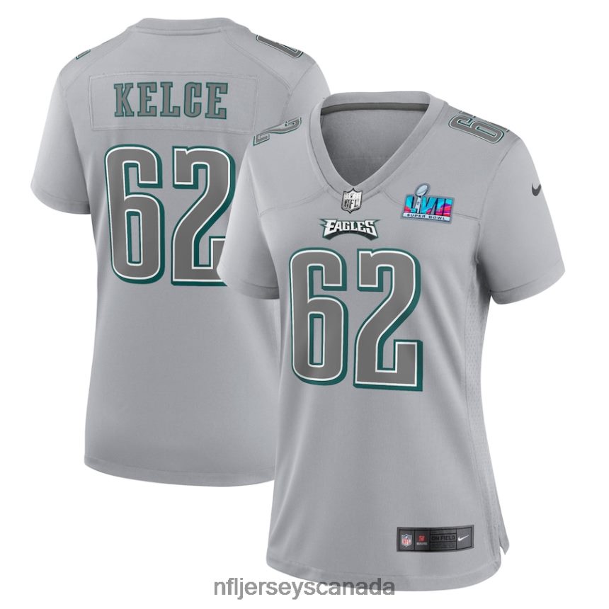 Women Philadelphia Eagles Jason Kelce Nike Gray Super Bowl LVII Patch Atmosphere Fashion Game Jersey Clothing NFL TBXFR6150