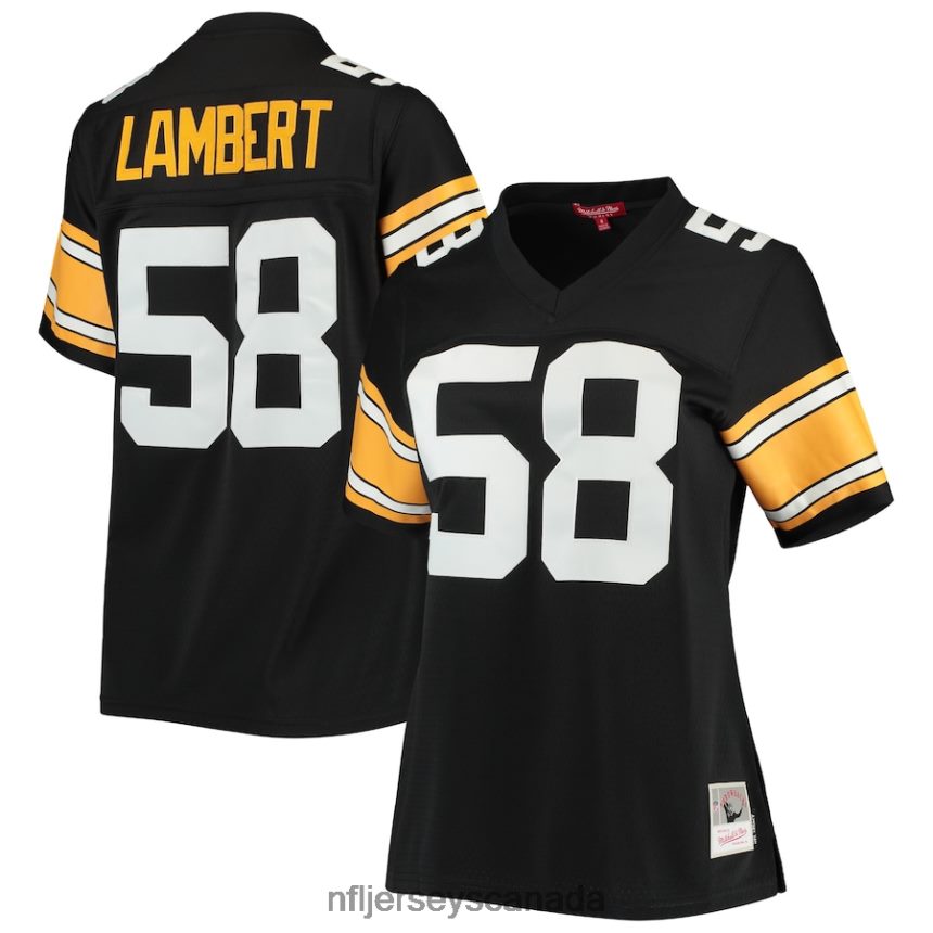Women Pittsburgh Steelers Jack Lambert Mitchell & Ness Black Legacy Replica Player Jersey Clothing NFL TBXFR63876