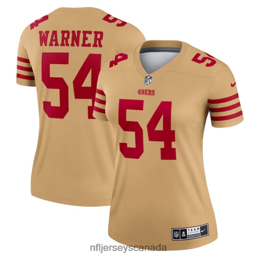 Women San Francisco 49ers Fred Warner Nike Gold Inverted Legend Jersey Clothing NFL TBXFR61890