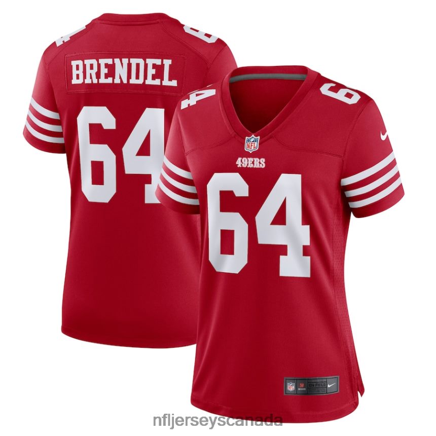 Women San Francisco 49ers Jake Brendel Nike Scarlet Game Player Jersey Clothing NFL TBXFR65937