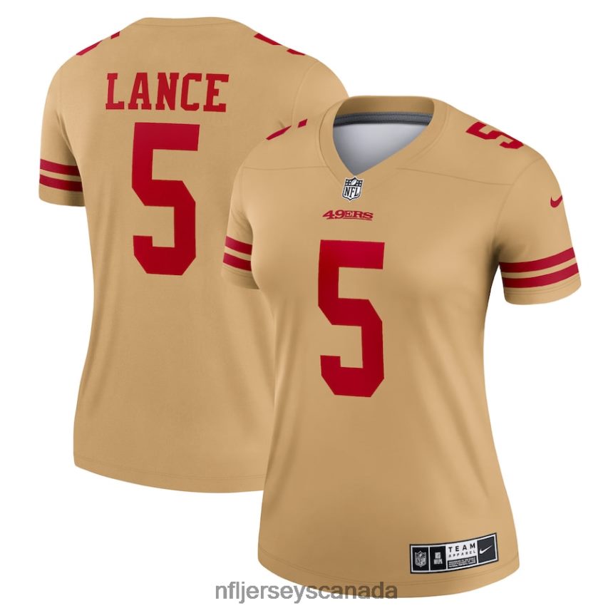 Women San Francisco 49ers Trey Lance Nike Gold Inverted Legend Jersey Clothing NFL TBXFR63487