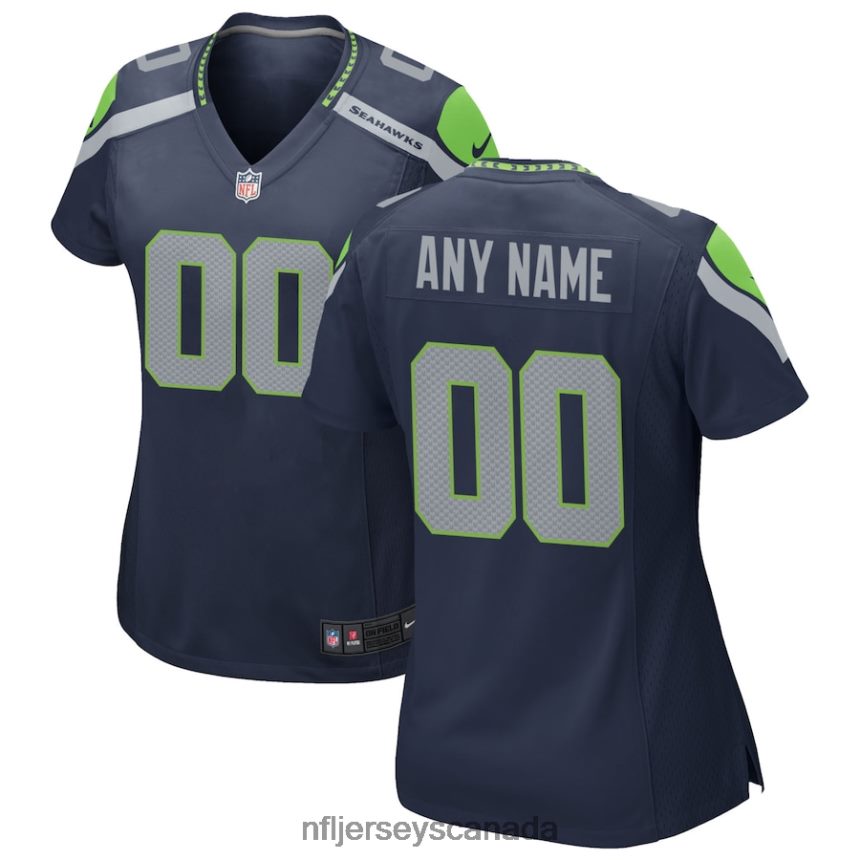 Women Nike College Navy Seattle Seahawks Custom Game Jersey Clothing NFL TBXFR6486